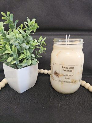Large iced peach latte candle