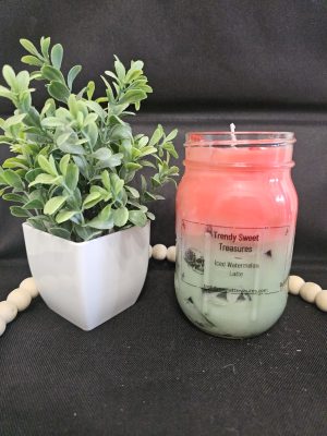 Large iced watermelon latte candle