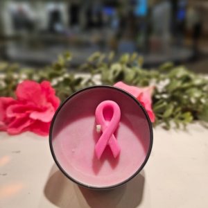 Breast cancer tin candle