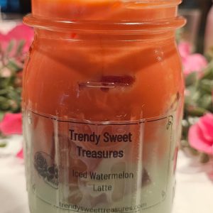 Large iced watermelon latte candle