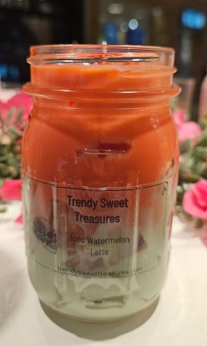 Large iced watermelon latte candle